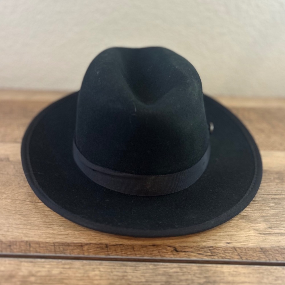 Bruno‎ Capelo Princeton Collection Black Australian Wool Fedora Hat Medium